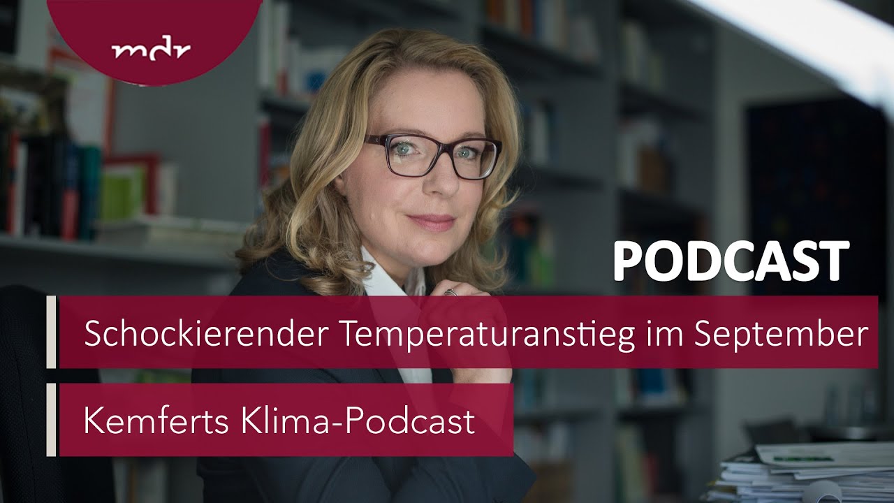 Porträt von Claudia Kemfert mit Titel "Schockierender Temperaturanstieg im September-Kemferts Klima-Podcast"