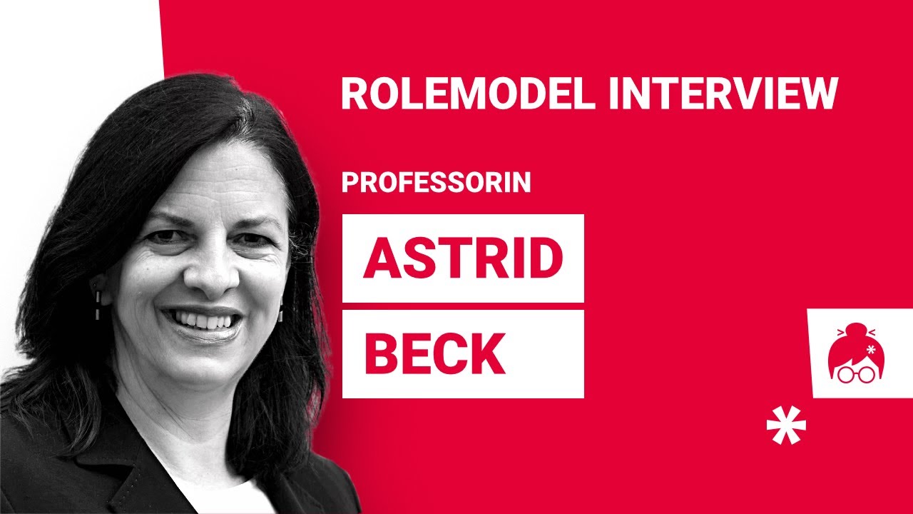 Foto von der Professorin Astrid Beck mit der Aufschrift "Rolemodel Interview"