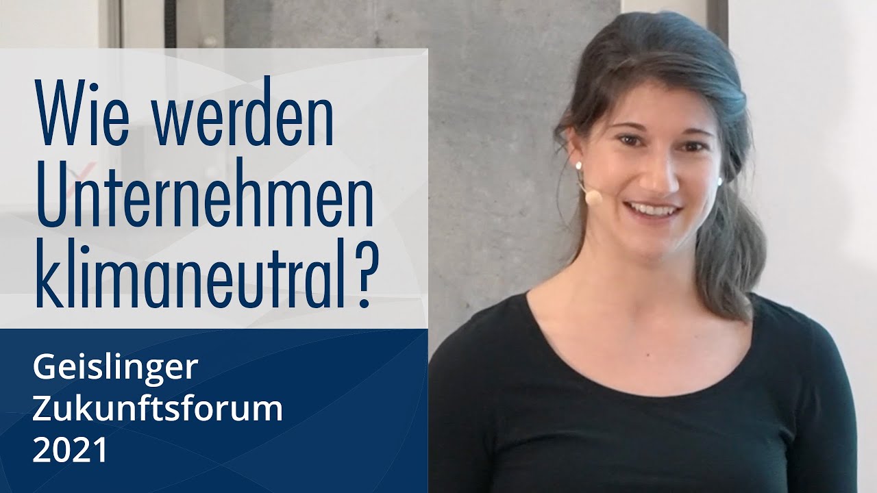 Porträt von Lisa Reehten mit der Aufschrift  "Wie werden Unternehmen klimaneutral? Geislinger Zukunftsforum 2021"