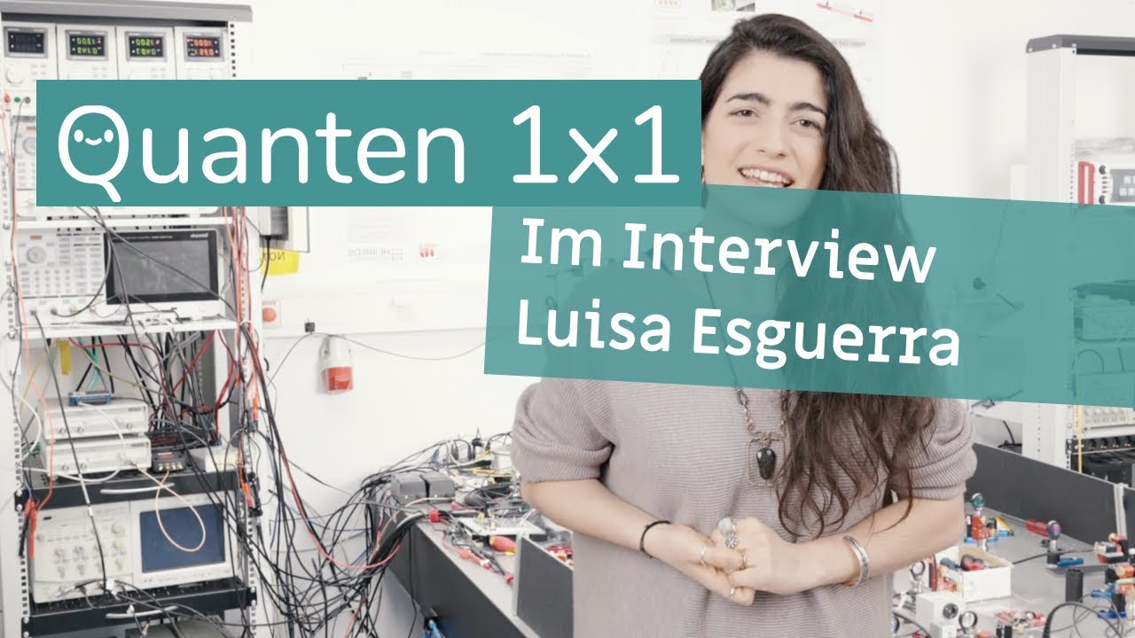 Foto von Luisa Esguerra Rodriguez mit der Aufschrift "Quanten 1x1. Im Interview Luisa Esguerra"