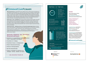 Handout der Plattform #InnovativeFrauen. Was ist die Plattform, Elemente der Plattform, Zahlen & Fakten, Kontakt