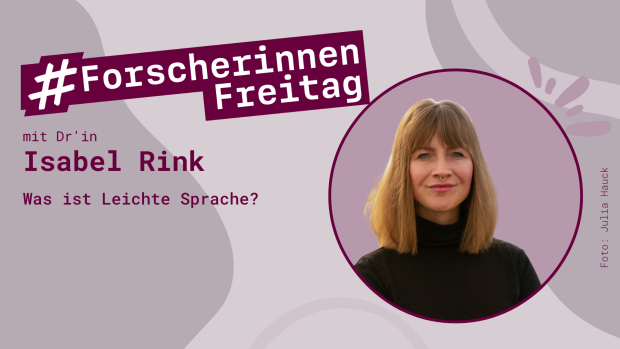 Grafik mit der Aufschrift #ForscherinnenFreitag und einem Porträt von Isabel Rink